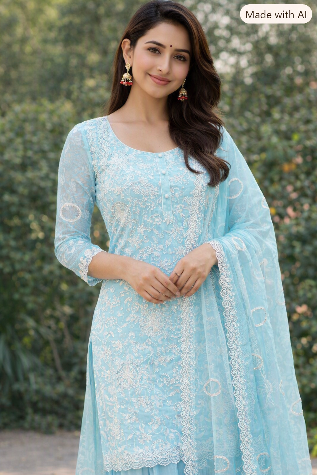 PREMIUM AQUA BLUE DESIGNER CHUDI MATERIAL WITH SILVER LACE DUPATTA